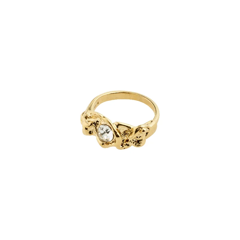 Elegant design rings-Elegant design rings-TINA organic shape crystal ring gold-plated