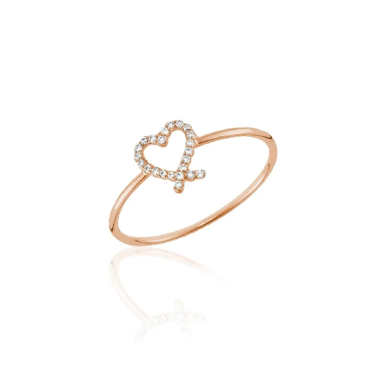 Daisy rings-Daisy rings-Heart Diamond Ring -18k rose Gold