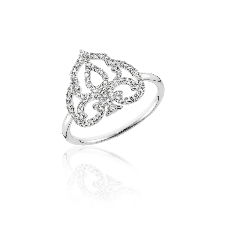 Oval stone rings-Oval stone rings-Naila Diamond Ring - 18k White Gold