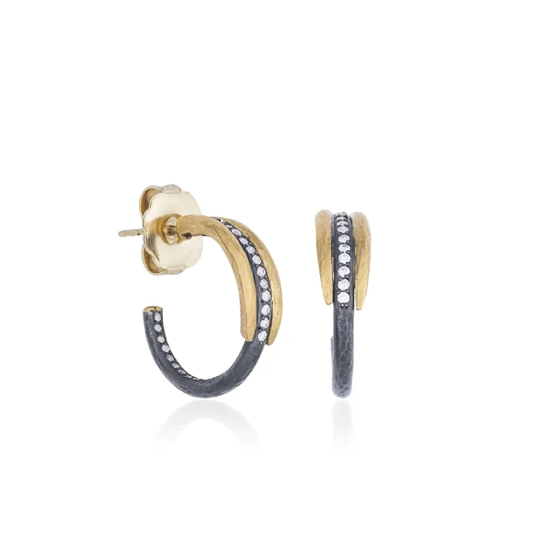 Trekker charm earrings-Lika Behar "ZEBRA" Diamond Hoop Earrings