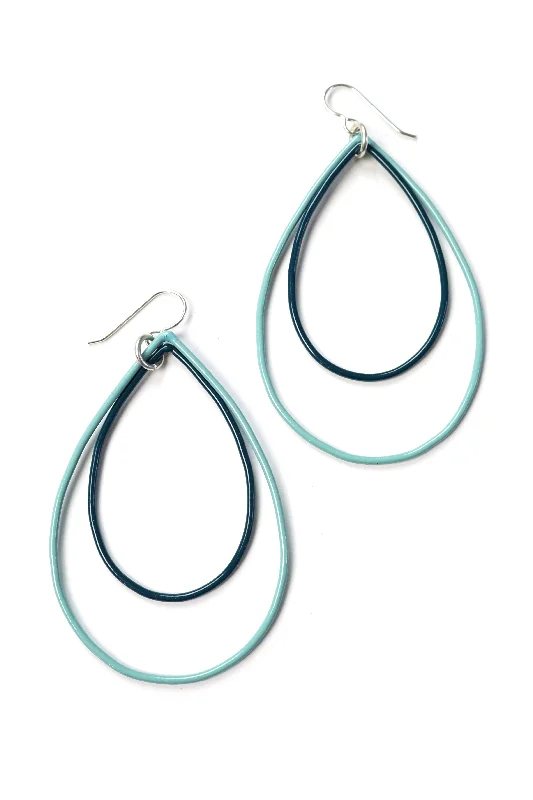 Bead weave earrings-Large Eva earrings in Faded Teal and Deep Ocean