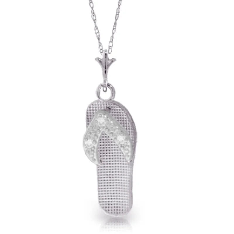 Crystal weave necklaces-0.02 Carat 14K White Gold Shoes Necklace Natural Diamond