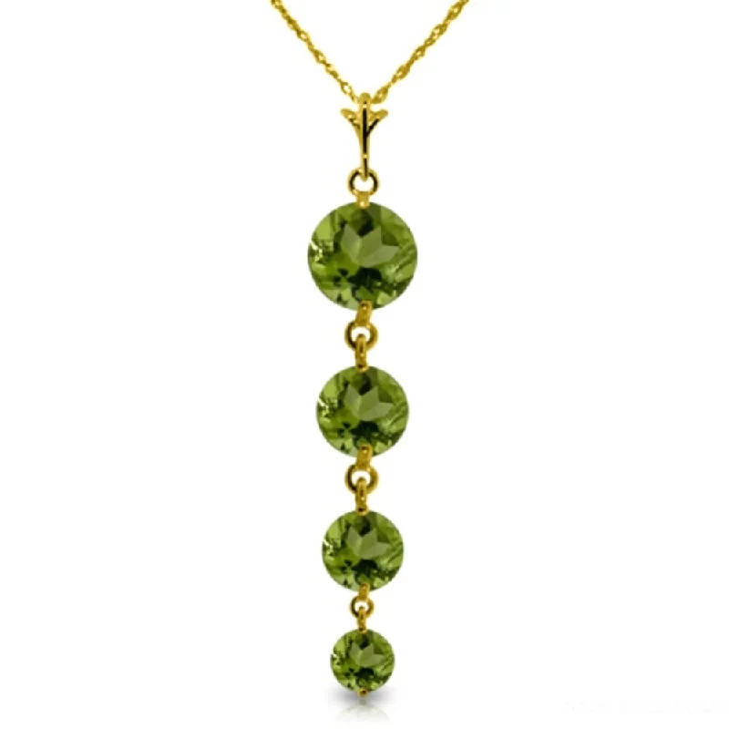 Stamped initial necklaces-3.9 Carat 14K Gold Crossing The Bar Peridot Necklace