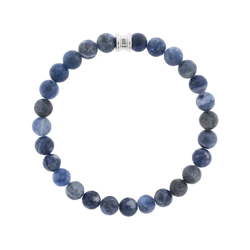 Matte Navy Sodalite Gemstone Beaded Bracelet