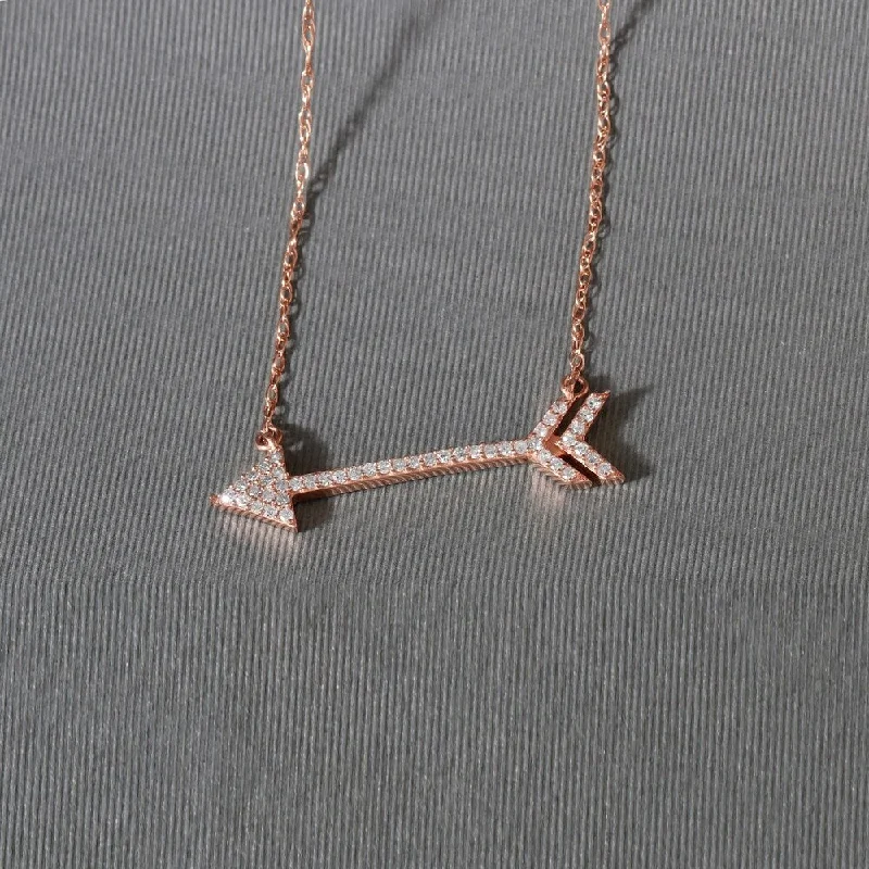 Cosmic glow necklaces-De Couer 10k Rose Gold 1/8ct TDW Diamond Arrow-Shaped Necklace - Pink