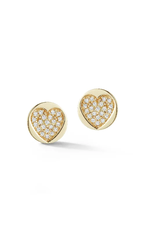 Half moon earrings-Heart Stud Earring