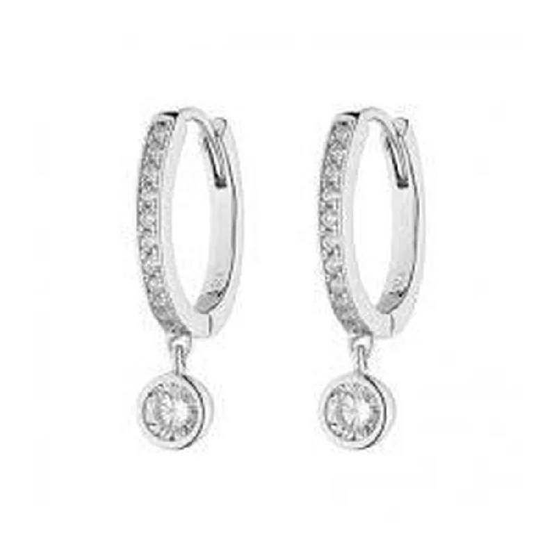 Silver Cz Hoop And Drp