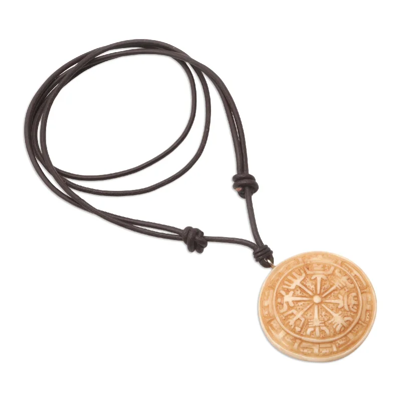 Mist bead necklaces-Novica Handmade Viking Guide Leather Cord Pendant Necklace