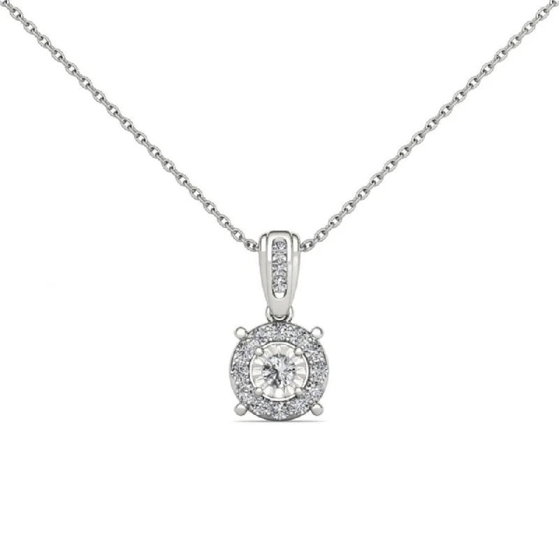 Offset design necklaces-De Couer 10K White Gold 1/4ct TDW Diamond Necklace - White H-I