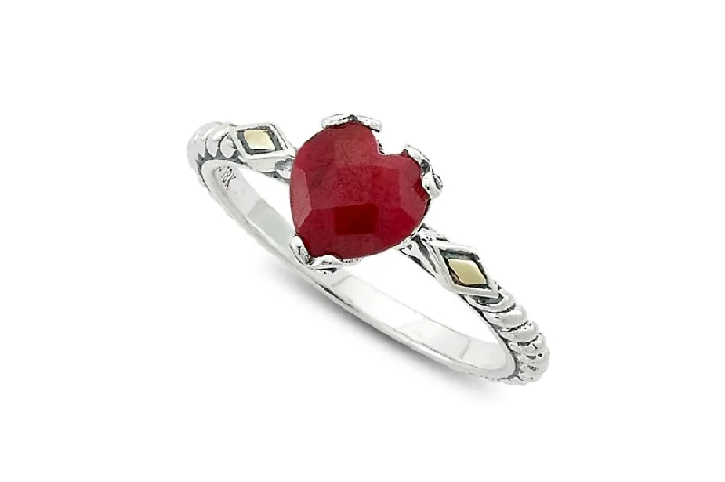 Thick gold rings-Thick gold rings-Glow Heart Ring- Ruby