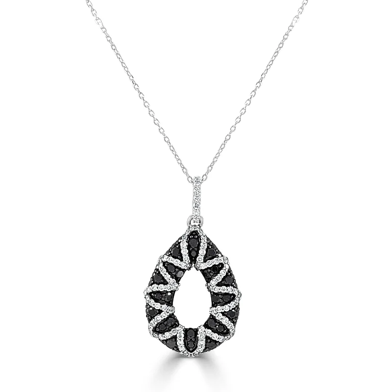 High pendant necklaces-Joelle Black & White Diamond Necklace 14K Gold 3.12ctw Pendant on a 16-inch Chain