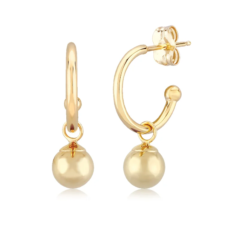 Warm clay earrings-Gold Ball Petite Hoop Earrings