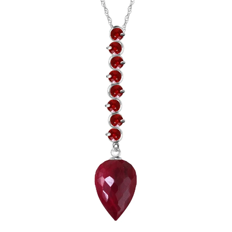 Minimal gem necklaces-14.55 Carat 14K Solid Gold Necklace Pointy Briolette Drop Ruby