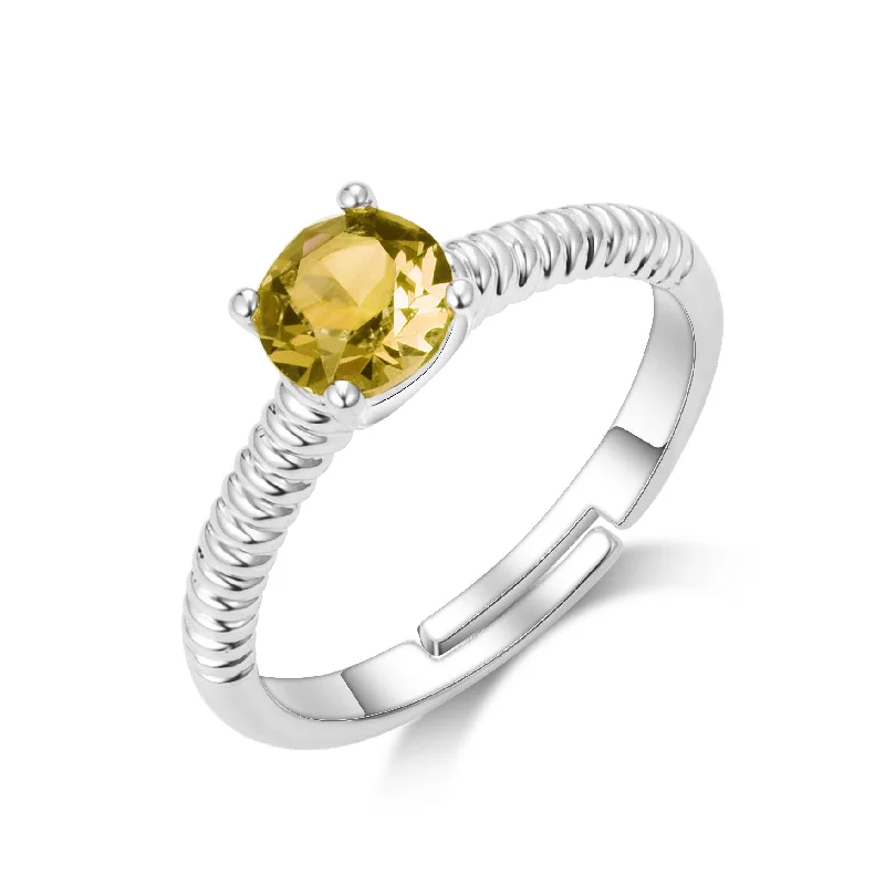 Multi-tier rings-Multi-tier rings-Yellow Adjustable Crystal Ring Created with Zircondia® Crystals