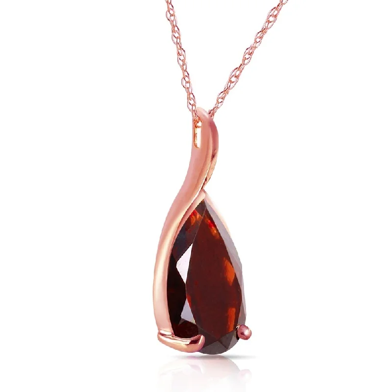 Topaz drop necklaces-14K Solid Rose Gold Necklace with Pear Shape Natural Garnet