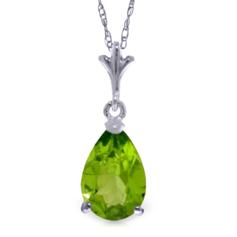 Raised bar necklaces-1.5 Carat 14K White Gold Non Perishable Peridot Necklace