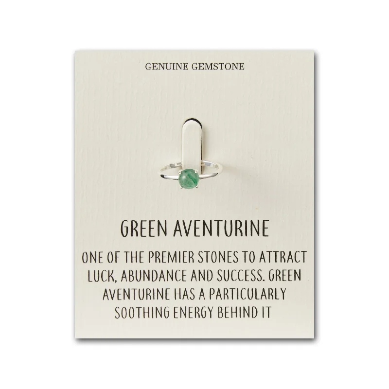 Spinel gem rings-Spinel gem rings-Green Aventurine Adjustable Ring with Quote Card