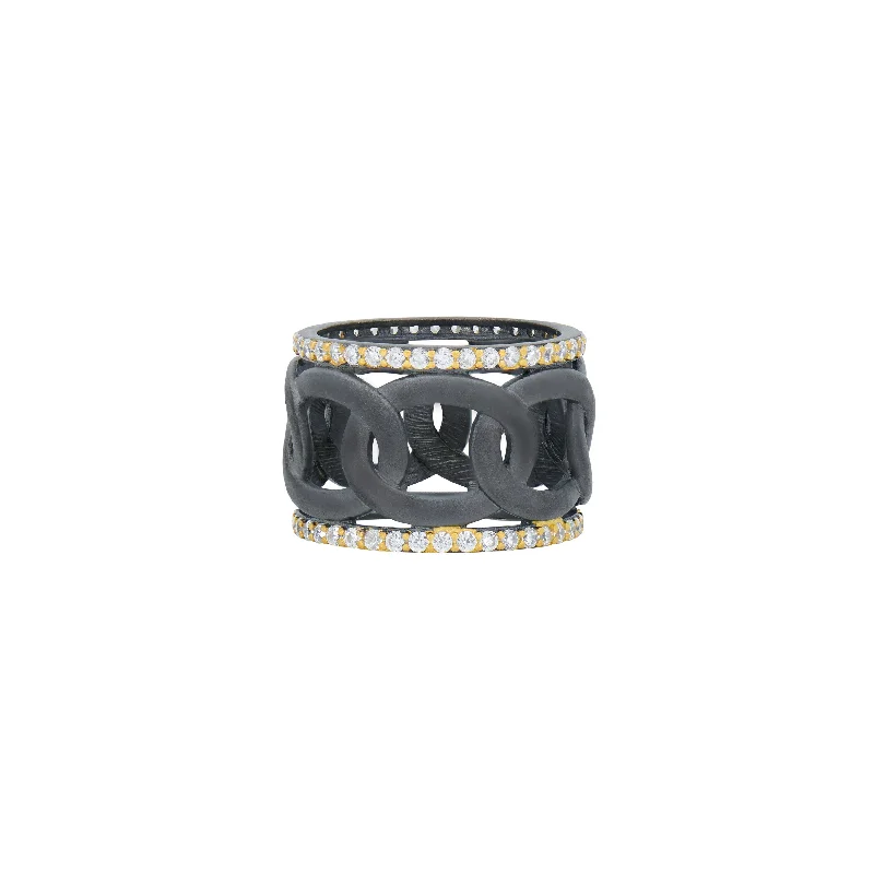 Elastic open rings-Elastic open rings-Signature Grit Chain Link Cigar Band Ring