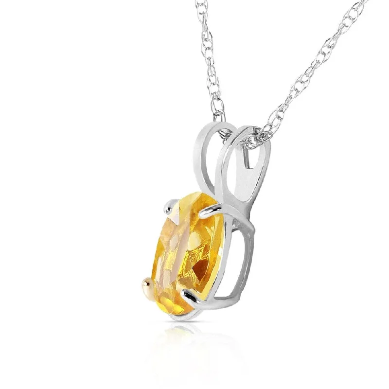 Vintage bead necklaces-0.85 CTW 14K Solid White Gold Most Lasting Citrine Necklace