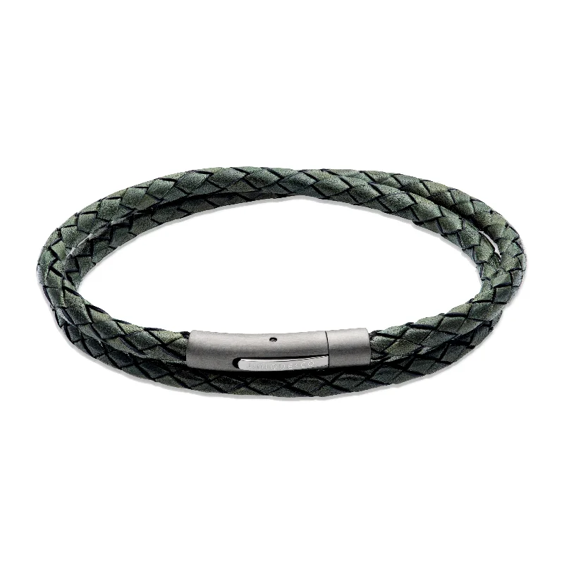 Unique & Co Dark Green Two Row Leather Bracelet