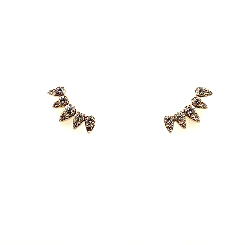 Dainty gem earrings-Petite Pear Shape Diamond Climber Earrings