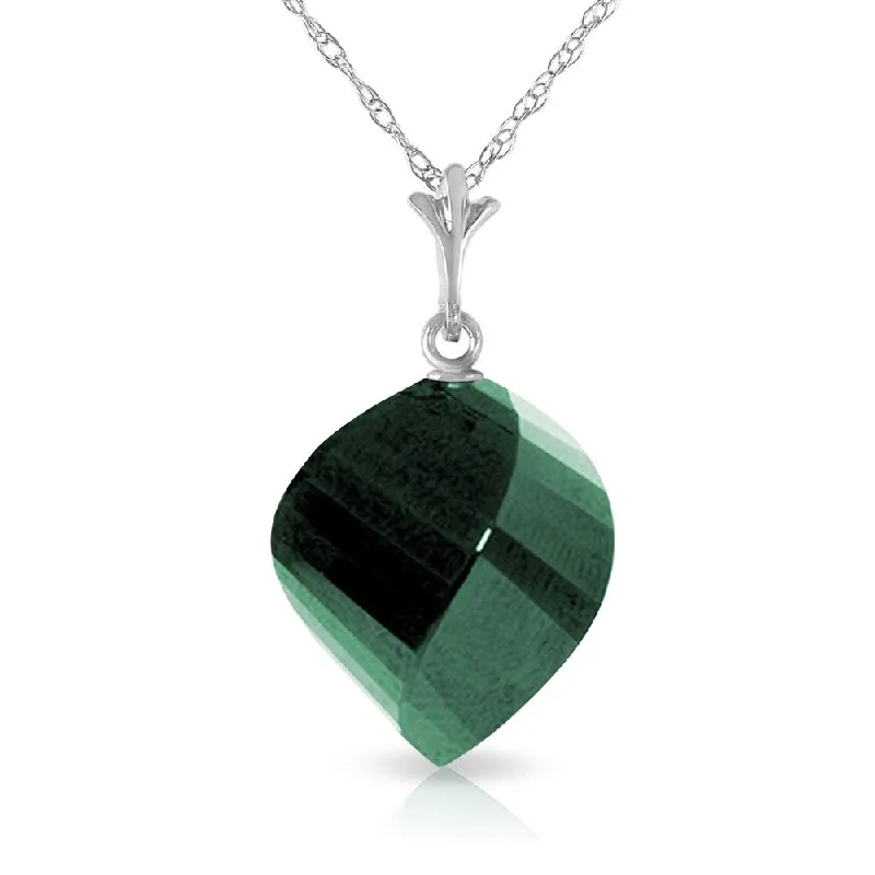 Worn style necklaces-15.25 Carat 14K Solid White Gold Necklace Twisted Briolette Emerald