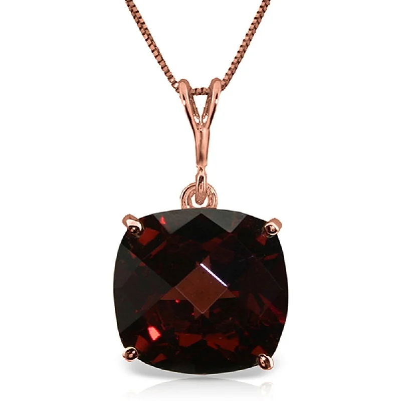 Mesh choker necklaces-4.5 Carat 14K Rose Gold Necklace Natural Checkerboard Cut Garnet