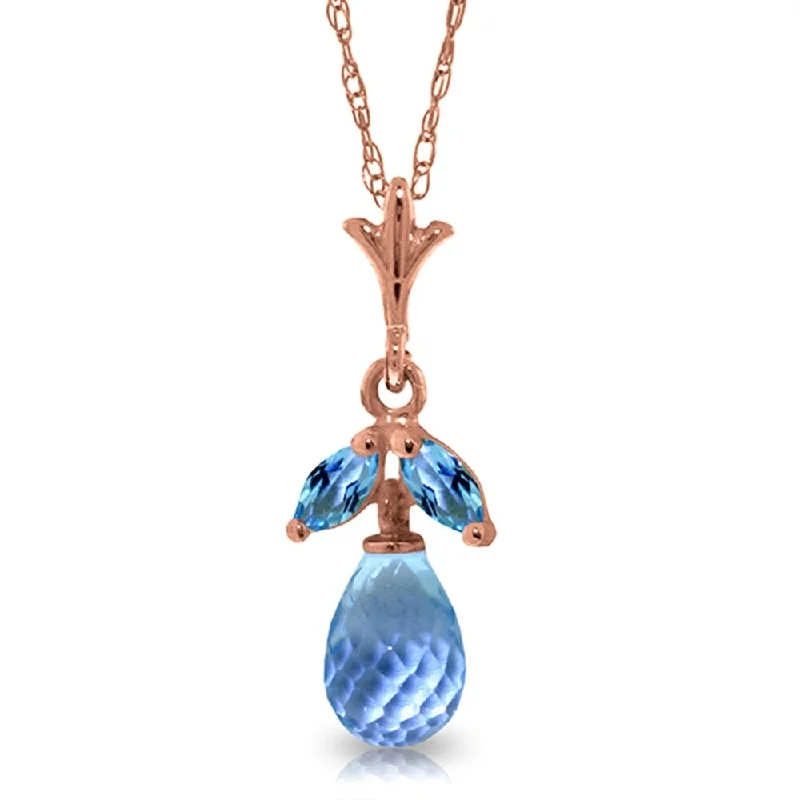 Thin yarn necklaces-14K Rose Gold Blue Topaz Necklace Gemstone Class Imperial