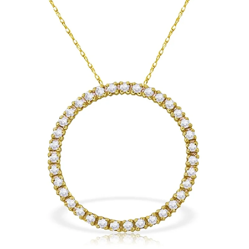 Wide weave necklaces-0.52 Carat 14K Gold Diamond Circle of Love Necklace