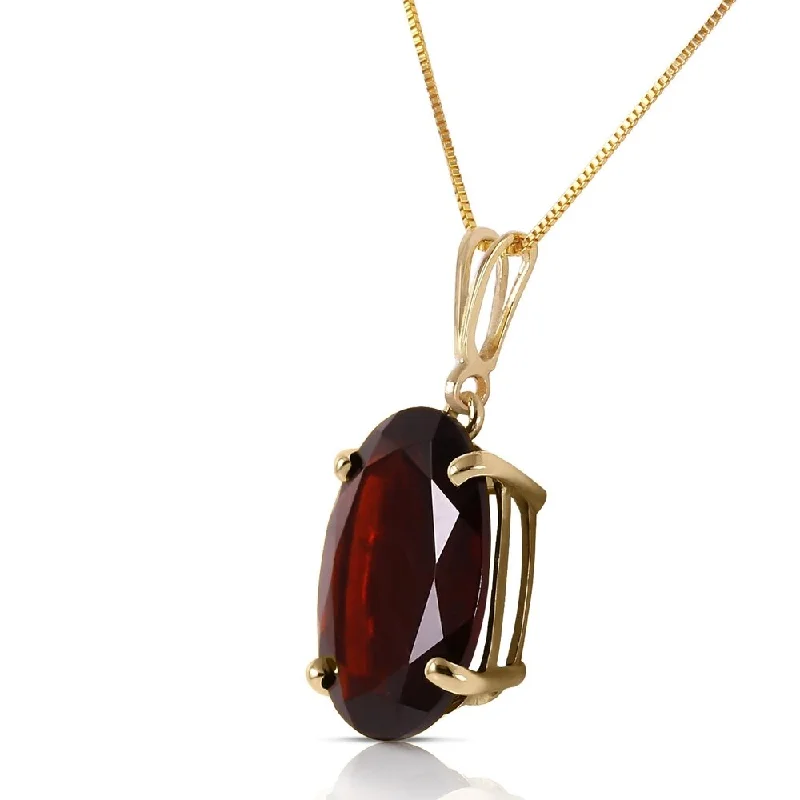 Crystal-twisted necklaces-6 Carat 14K Solid Gold Necklace Oval Garnet