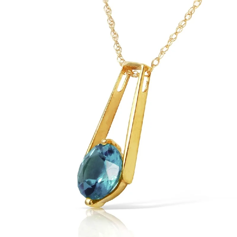 Baroque pearl necklaces-1.45 Carat 14K Solid Gold Love At First Light Blue Topaz Necklace