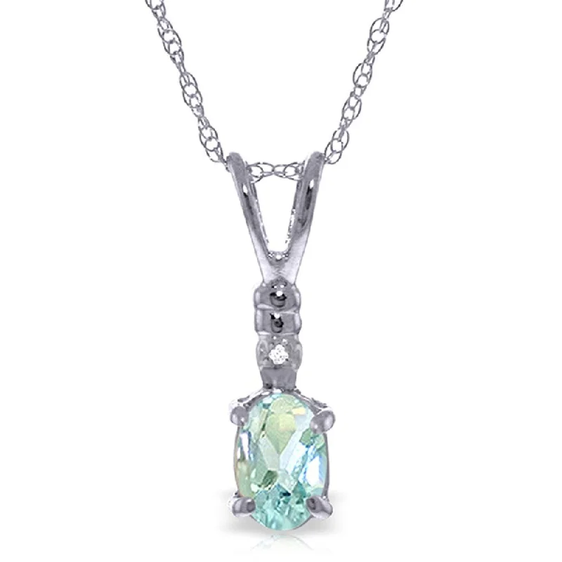 Sleek cross necklaces-0.46 Carat 14K Solid White Gold Another Victory Aquamarine Diamond Necklace