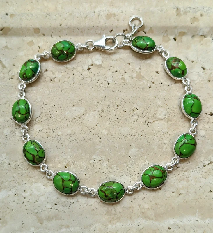 Green Mojave Turquoise Oval Stone Bracelet