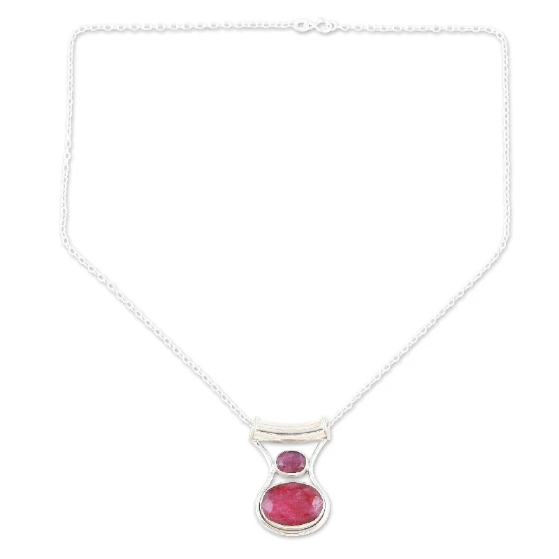 Sleek bar necklaces-Novica Handmade Simply Passion Ruby Pendant Necklace