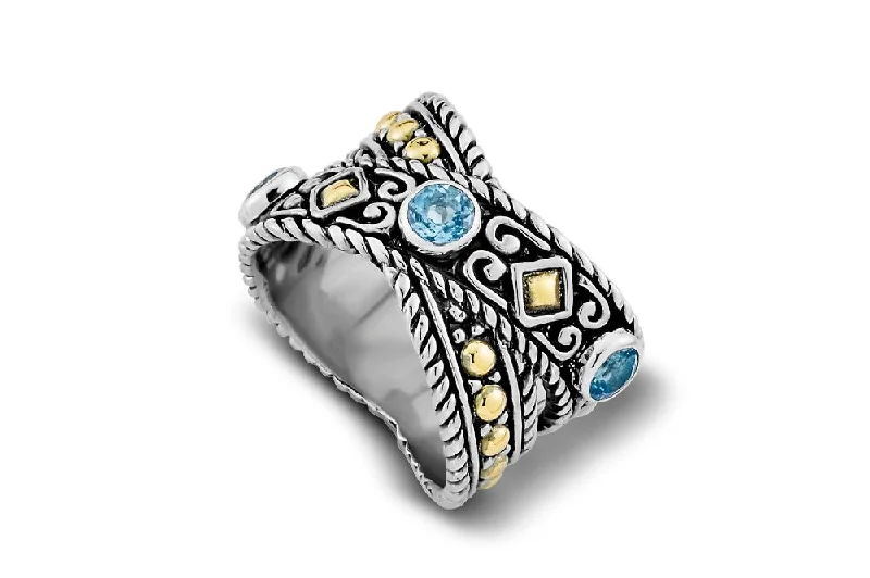 Fine thread rings-Fine thread rings-Ramu Ring- Blue Topaz