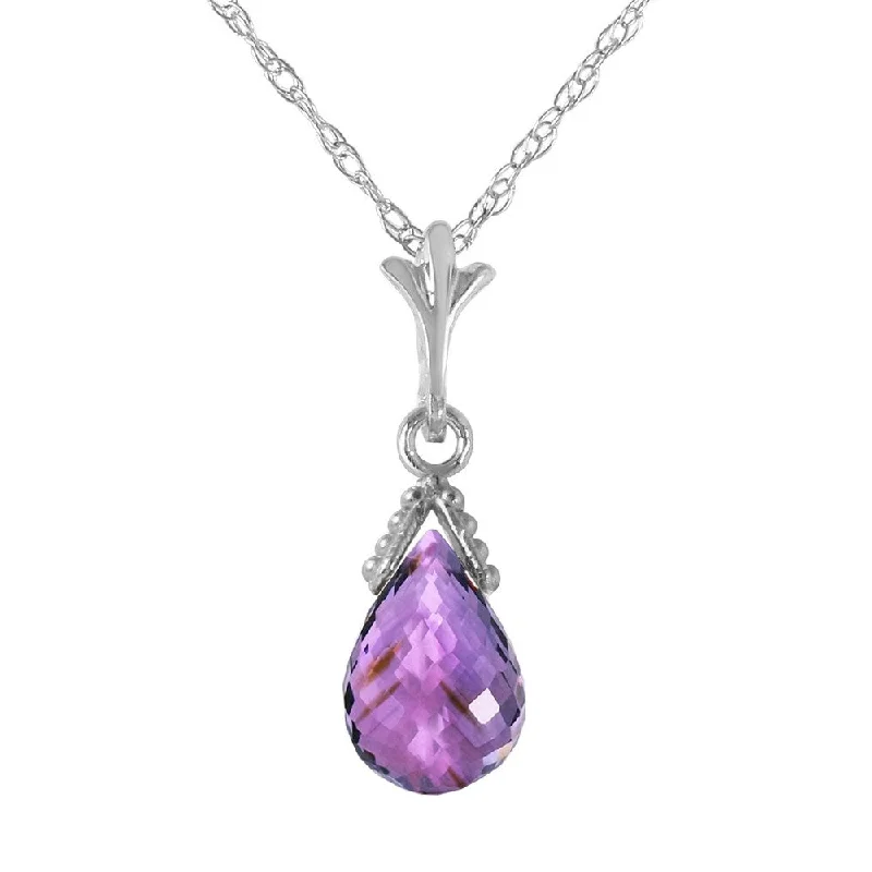 Radiant star necklaces-2.5 Carat 14K White Gold Necklace Briolette Purple Amethyst