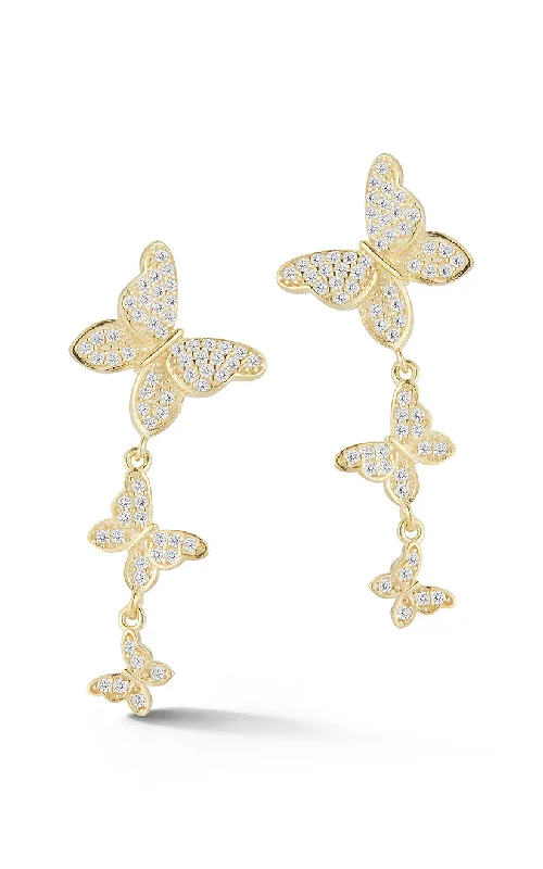 Fine triangle earrings-Butterfly Drop Stud Earring