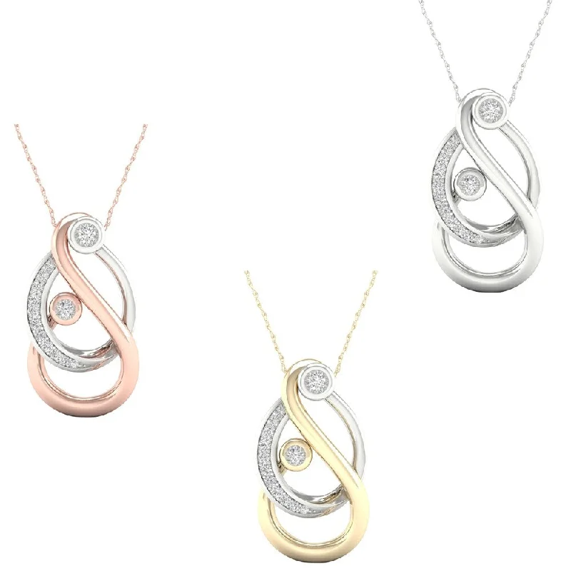 Fine bead necklaces-1/6ct TDW Diamond Mom and Child Necklace in Sterling Siver by De Couer