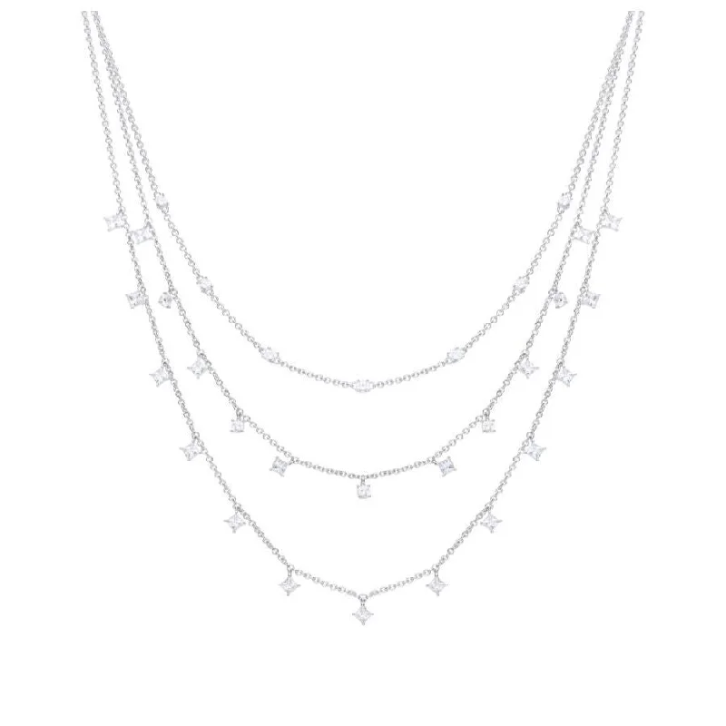 Silver Triple Row Necklace