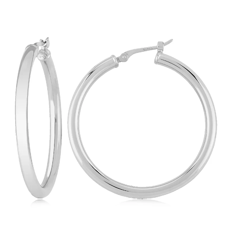 Mystic eye earrings-2.5x25mm White Gold Hoop Earrings