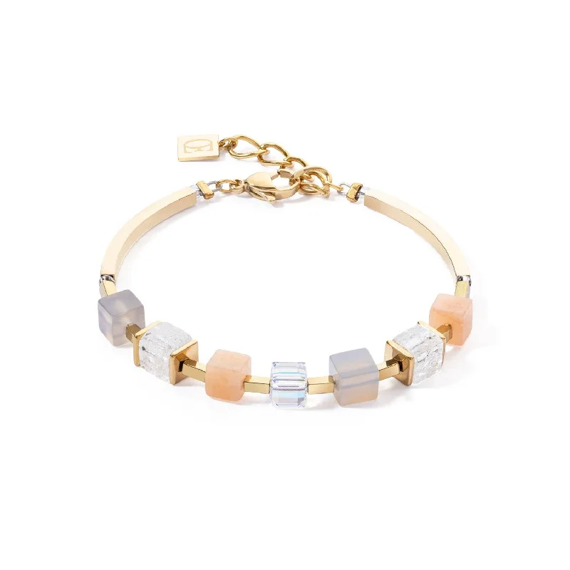 Coeur De Lion Precious Statement Cubes Grey-Peach Bracelet