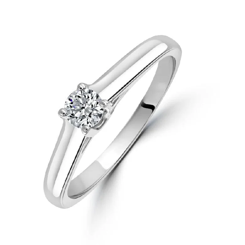 0.25ct Round Brilliant Cut Diamond Solitaire 18ct White Gold Ring