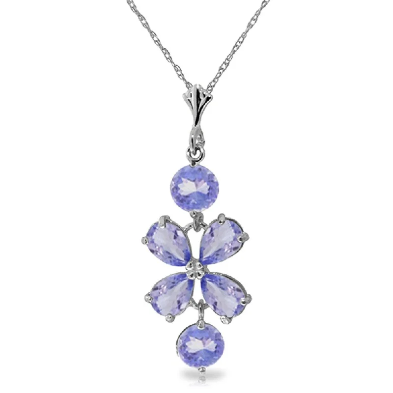 Linen cord necklaces-3.15 Carat 14K White Gold Azure Seawater Tanzanite Necklace