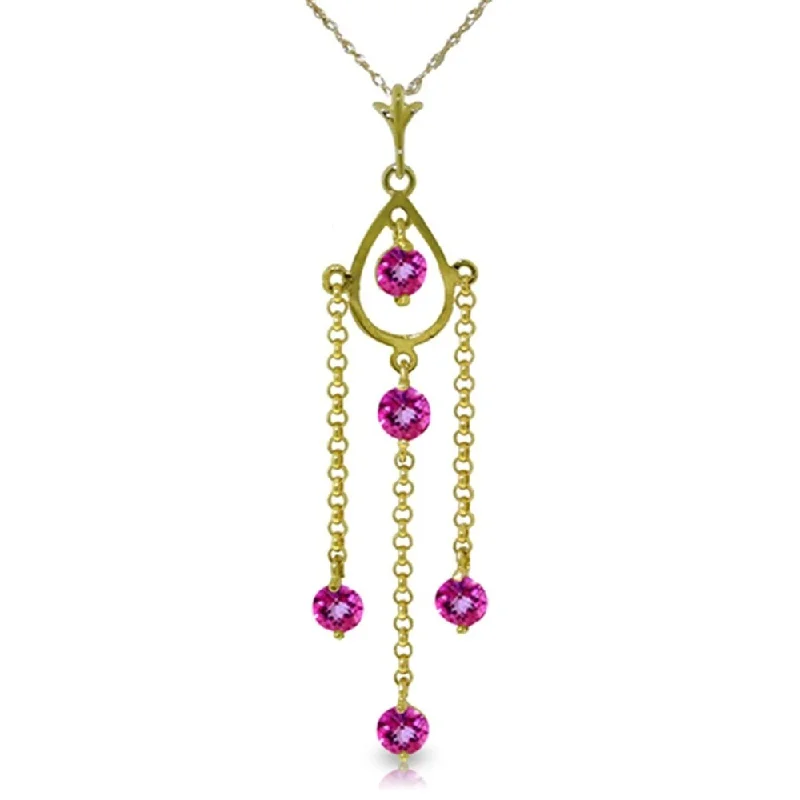 Flat knot necklaces-1.5 Carat 14K Gold Pink Lily Pink Topaz Necklace