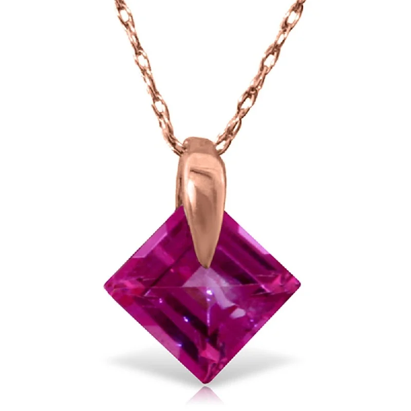 Emerald drop necklaces-14K Solid Rose Gold Necklace with Natural Pink Topaz