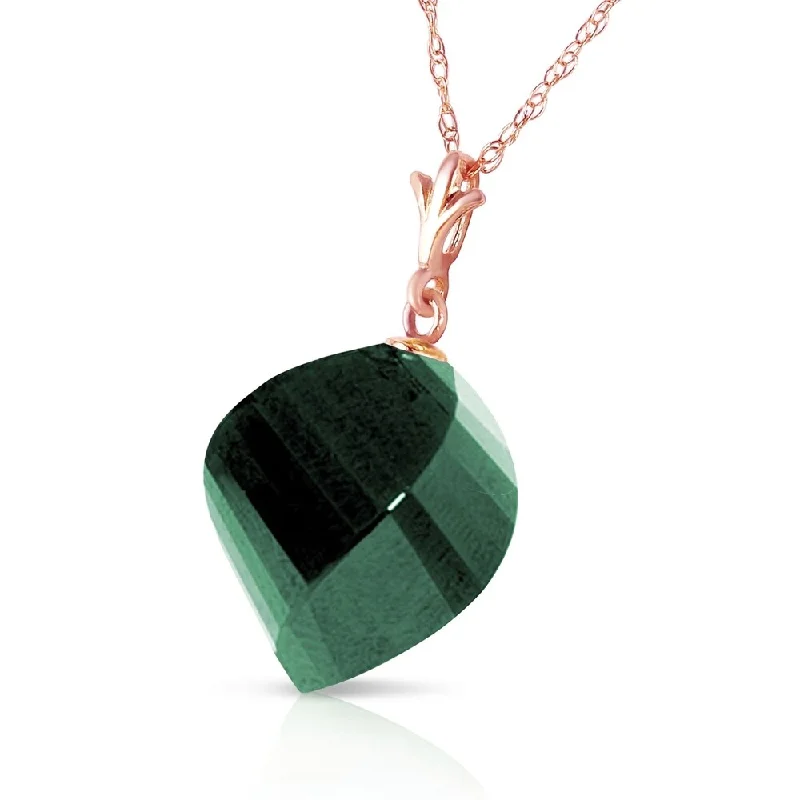 Aged charm necklaces-15.25 CTW 14K Solid Rose Gold Necklace Twisted Briolette Emerald