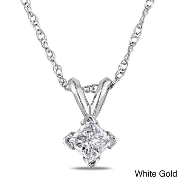 Minimal gem necklaces-Miadora 14k Gold 1/4ct TDW Diamond Solitaire Necklace