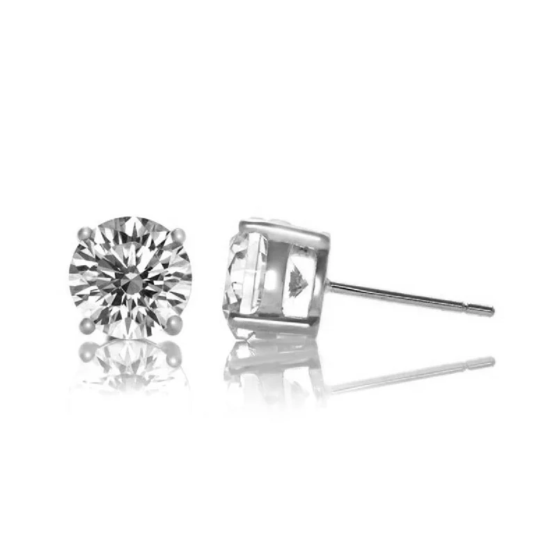 Curved art earrings-Monfort Solitaire Stud Earrings