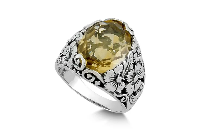 Leaf carved rings-Leaf carved rings-Empung Ring- Citrine