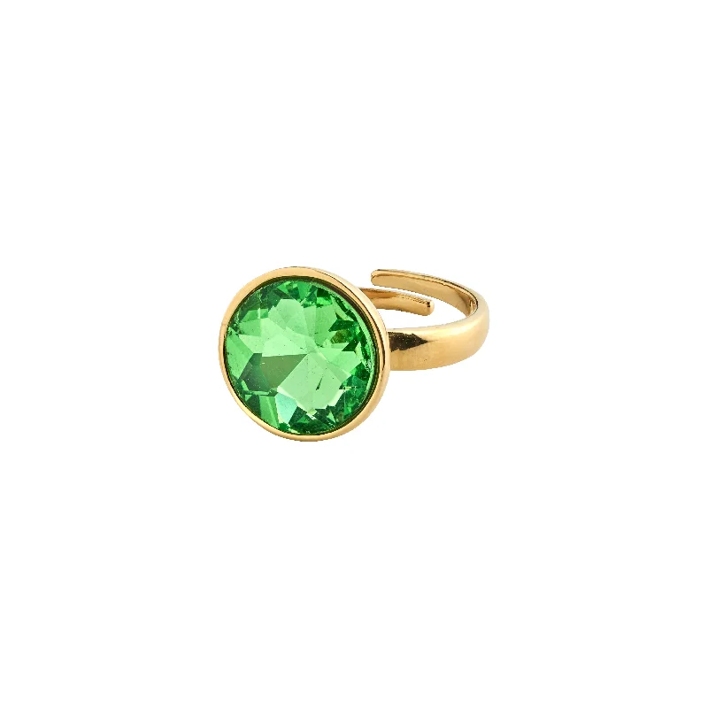 Subtle accent rings-Subtle accent rings-CALLIE crystal ring green/gold-plated